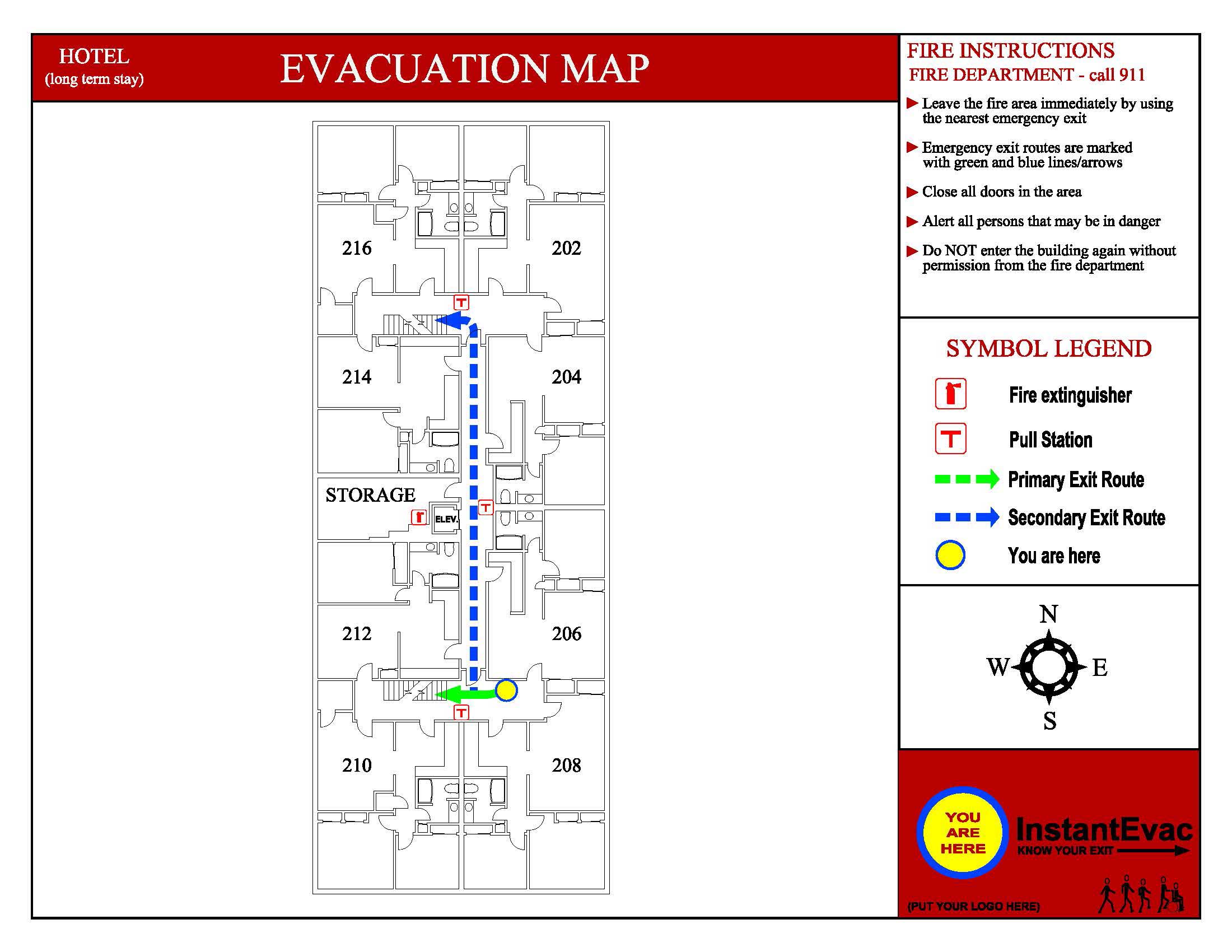 Sample evacuation map - Hotel